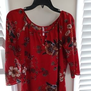 Red floral tunic
